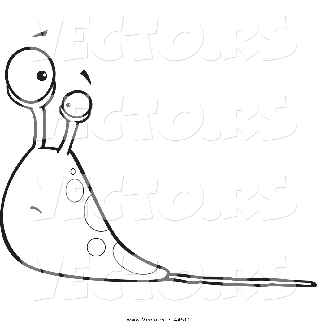 Vector of a Confused Cartoon Slug with Slime - Coloring Page