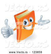 3d Vector of Cartoon 3d Orange Book Character Smiling and Holding a Thumb up by AtStockIllustration
