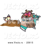 Cartoon of a Groundhog Wearing Shades and Sitting by His Hole by Toonaday