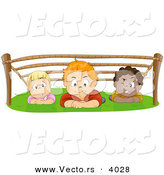Cartoon Vector of 3 Children Crawling Under Ropes - Boot Camp Training for Kids by BNP Design Studio