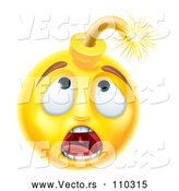 Cartoon Vector of 3d Scared Yellow Male Smiley Emoji Emoticon Face Bomb by AtStockIllustration