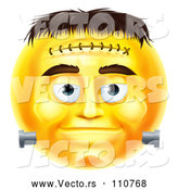 Cartoon Vector of 3d Yellow Frankenstein Smiley Emoji Emoticon Face by AtStockIllustration