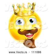 Cartoon Vector of 3d Yellow Smiley Emoji Emoticon Face King Wearing a Crown by AtStockIllustration