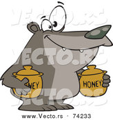 Cartoon Vector of a Bear Carrying Honey Jars by Toonaday