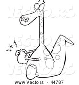 Cartoon Vector of a Black and White Dinosaur with a Sore Foot by Toonaday