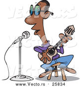 Cartoon Vector of a Black Man Singing the Blues by Toonaday