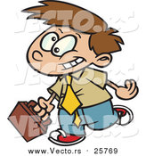 Cartoon Vector of a Boy Business Man Wearing a Tie and Walking by Toonaday