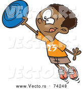 Cartoon Vector of a Boy Catching a Frisbee by Toonaday