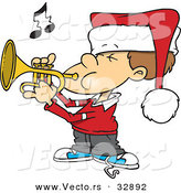 Cartoon Vector of a Boy Playing Christmas Tunes with Trumpet by Toonaday