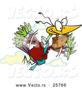 Cartoon Vector of a Business Bird Flying with a Briefcase by Toonaday