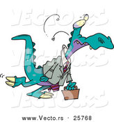 Cartoon Vector of a Business Dinosaur Carrying a Briefcase by Toonaday