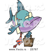 Cartoon Vector of a Business Fish Carrying a Briefcase by Toonaday