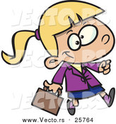 Cartoon Vector of a Business Girl Carrying a Briefcase by Toonaday