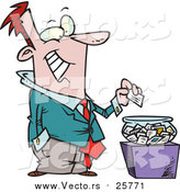 Cartoon Vector of a Business Man Putting His Card into a Bowl for a Drawing by Toonaday