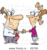 Cartoon Vector of a Business Man Shaking Hands with a Business Woman by Toonaday
