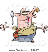 Cartoon Vector of a Business Man Showing off His Spoon on the Nose Balance Trick by Toonaday