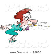 Cartoon Vector of a Business Woman Blowing a Wad Through a Straw by Toonaday