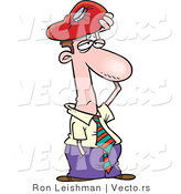 Cartoon Vector of a Businessman with Migraine and Ice Pack over Head by Toonaday