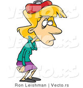 Cartoon Vector of a Cartoon Office Assistant with a Migraine and Ice Pack over Head by Toonaday