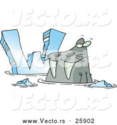 Cartoon Vector of a Cartoon Walrus Beside Alphabet Letter W by Toonaday