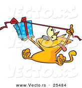 Cartoon Vector of a Cat Opening a Present by Toonaday
