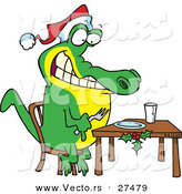 Cartoon Vector of a Christmas Alligator Waiting for Dinner by Toonaday