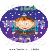 Cartoon Vector of a Christmas Elf Ornament in a Tree by Toonaday