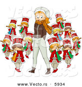 Cartoon Vector of a Christmas Girl with Eleven Pipers Piping by BNP Design Studio