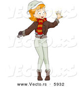 Cartoon Vector of a Christmas Girl with Five Golden Rings by BNP Design Studio