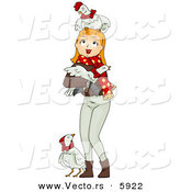 Cartoon Vector of a Christmas Girl with Three French Hens by BNP Design Studio