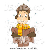 Cartoon Vector of a Cold Man Shivering Outside in Winter Weather by BNP Design Studio