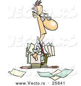 Cartoon Vector of a Depressed Business Man Carrying and Dropping Documents by Toonaday