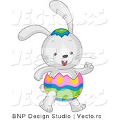 Cartoon Vector of a Easter Bunny Wearing Egg Costume by BNP Design Studio