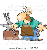 Cartoon Vector of a Farrier Working on a Horseshoe by Toonaday