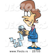 Cartoon Vector of a Female Accountant Holding a Calculator with a Long Strip of Paper by Toonaday