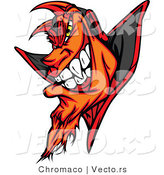 Cartoon Vector of a Fiery Cartoon Devil Grinning with Evil Yellow Eyes by Chromaco