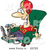Cartoon Vector of a Football Fan Watching TV in an Arm Chair by Toonaday
