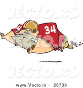 Cartoon Vector of a Football Fullback with the Ball by Toonaday