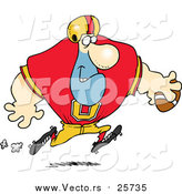 Cartoon Vector of a Football Player Running with the Ball by Toonaday