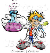Cartoon Vector of a Friendly Scientist Holding a Flask and Test Tube by Chromaco