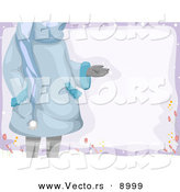 Cartoon Vector of a Girl Holding Hand out over Blank Sign Outside in Winter Weather by BNP Design Studio