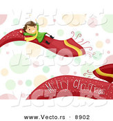 Cartoon Vector of a Girl on a Merry Scarf over Bubbles for Christmas by BNP Design Studio