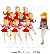 Cartoon Vector of a Girl with Nine Dancing Ladies During Christmas by BNP Design Studio
