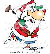 Cartoon Vector of a Golfing Santa by Toonaday