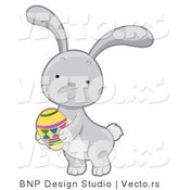 Cartoon Vector of a Gray Rabbit with Easter Egg by BNP Design Studio
