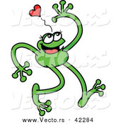 Cartoon Vector of a Green Love Frog with Long Arms and Legs by Zooco