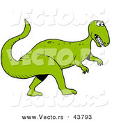Cartoon Vector of a Green Tyrannosaurus Rex Dinosaur Walking Forward by LaffToon