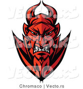 Cartoon Vector of a Grinning Cartoon Devil Staring with Intimidating Red Eyes by Chromaco