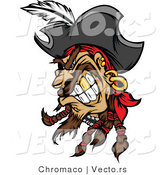 Cartoon Vector of a Grinning Cartoon Pirate with Gold Tooth by Chromaco