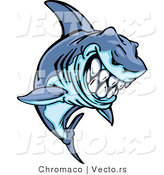 Cartoon Vector of a Grinning Cartoon Shark Mascot Leaping out of Water by Chromaco